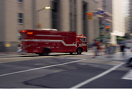 消防车,城市街道,多伦多,安大略省,加拿大