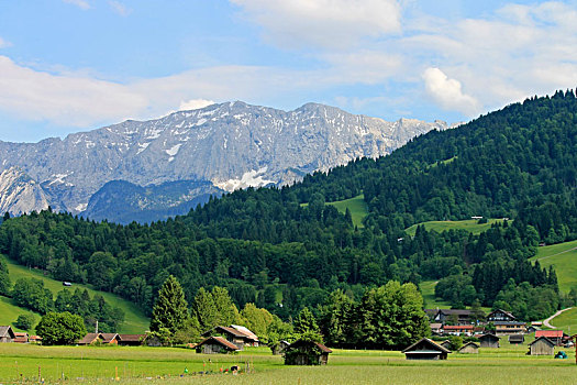 风景,德国,阿尔卑斯山,靠近,加米施帕藤基兴