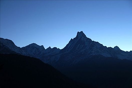 山,蓝光,早晨,安娜普纳地区,尼泊尔