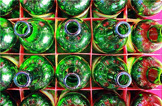 啤酒瓶,绿色,玻璃杯