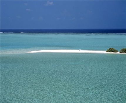 航拍,孤单,阳伞,沙子,堤岸,泻湖,青绿色,水,马尔代夫,印度洋