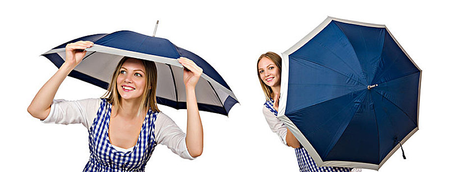 女人,伞,隔绝,白色背景