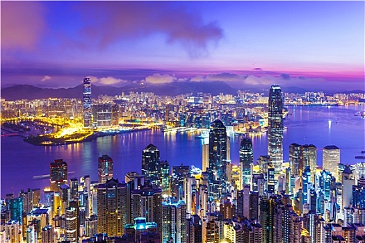 香港,天际线,黎明
