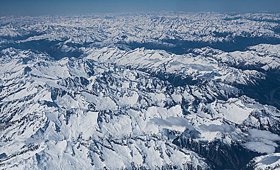 航拍,积雪,阿尔卑斯山,奥地利,欧洲