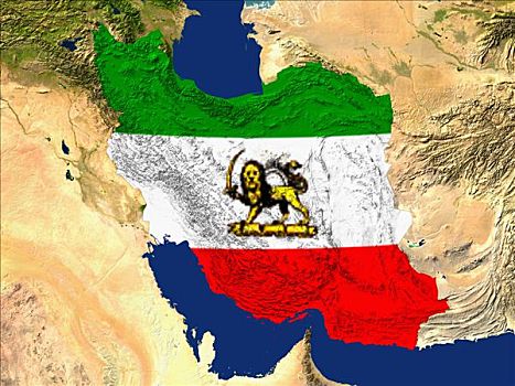 卫星图,伊朗,老,旗帜,遮盖