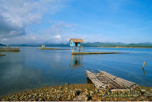 海岸线,小屋,菲律宾