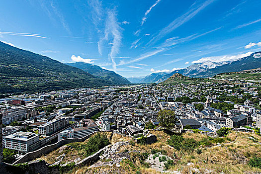 风景,上方,锡安,瓦莱州,瑞士,欧洲