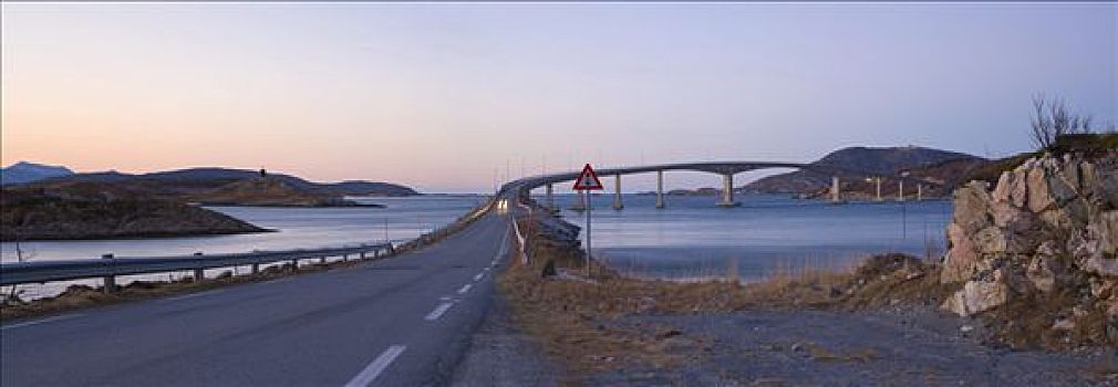 桥,岛屿,极地,夜晚,冬天,特罗姆瑟,挪威
