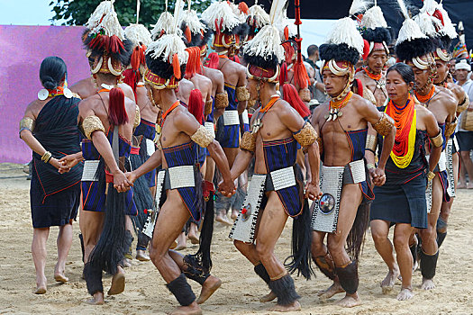 部落仪式,跳舞,犀鸟,节日,印度,亚洲