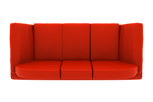 现代,红色,皮沙发,隔绝,白色背景,俯视
