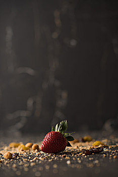 草莓,暗色,石头,背景,留白