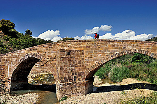 西班牙,纳瓦拉,朝圣,罗马式,桥