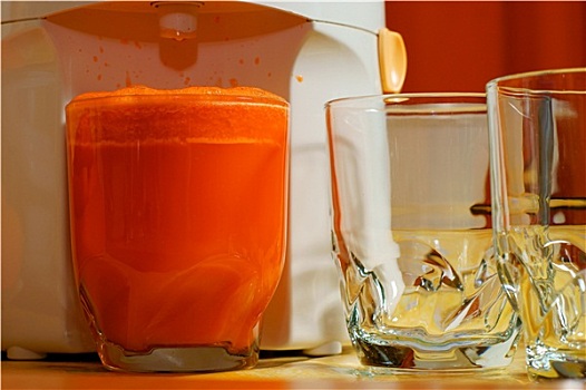 胡萝卜汁,玻璃,榨汁器
