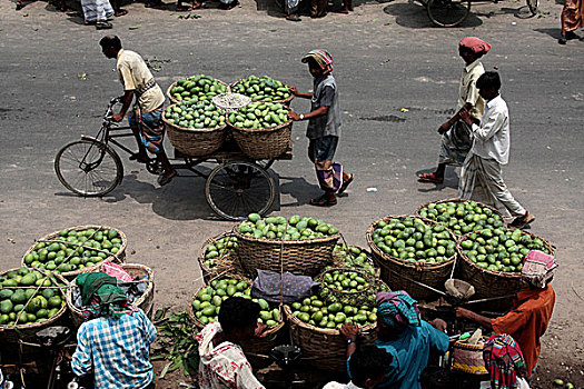 不同,乡野,批发,芒果,市场,集市,买,孟加拉,五月,2009年