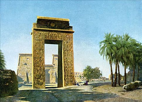 入口,正面,寺庙,卡尔纳克神庙,埃及,20世纪