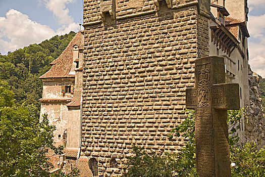 罗马尼亚,麸,十字架,站立,户外,城堡