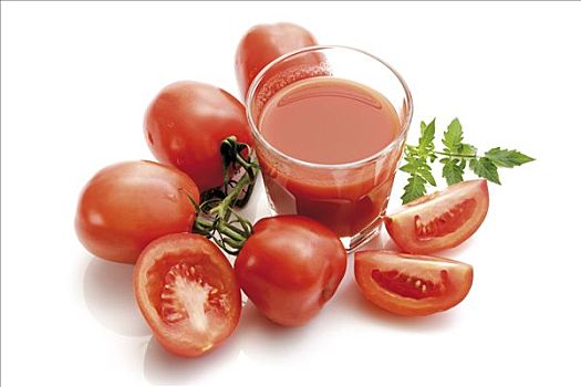 玻璃杯,番茄汁,围绕,犁形番茄,遗产蕃茄,品种,番茄