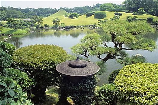 日本,九州,熊本,公园,俯视,美景,水塘