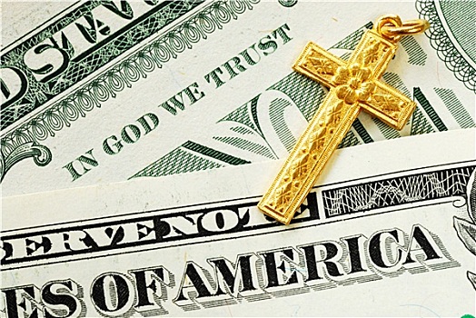 金色,十字架,美元,概念,上帝,信任