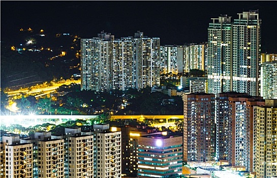 公寓楼,香港,夜晚