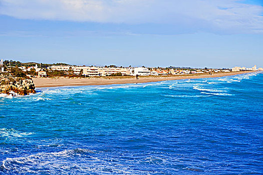 海滩,俯视,地中海,瓦伦西亚,西班牙