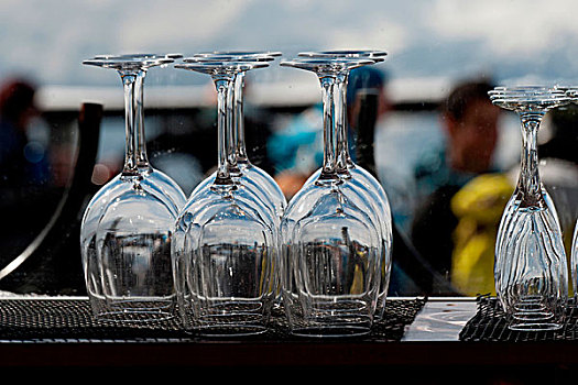 特写,空,葡萄酒杯,吧台,惠斯勒,不列颠哥伦比亚省,加拿大