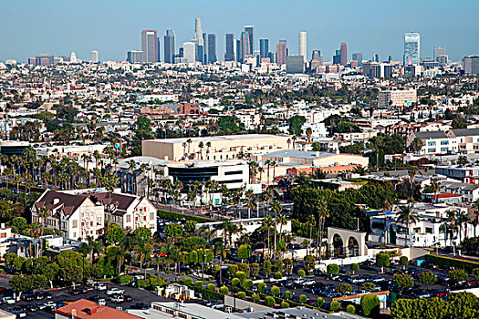俯视,地区,洛杉矶市区,天际线