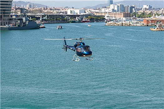 直升飞机,服务,港口,巴塞罗那
