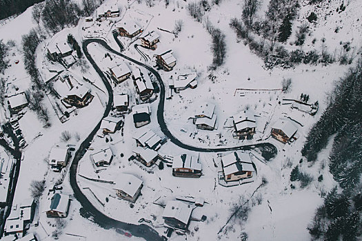 滑雪胜地,俯视