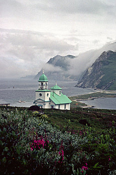 美国,阿拉斯加,科迪亚克岛,老,俄国东正教堂