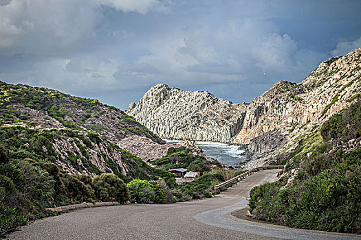 沿岸,道路,萨丁尼亚,意大利