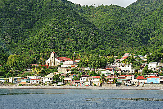 多米尼克,罗索,风景,彩色,乡村,南,草地,山