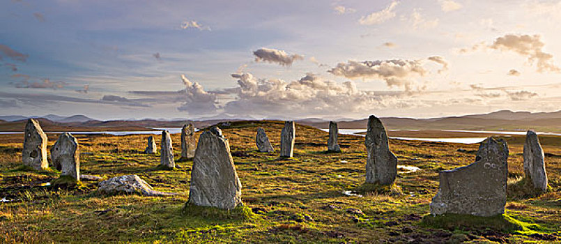 卡拉尼西,巨石阵,数字,早,晚上,刘易斯岛,外赫布里底群岛,苏格兰