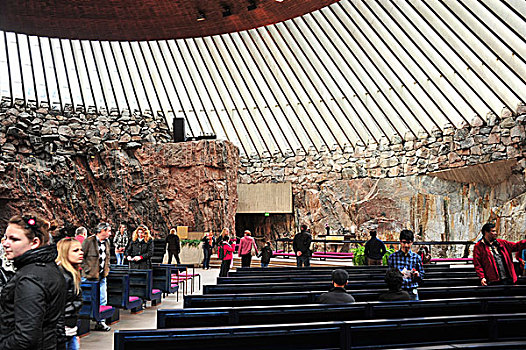 花冈岩,石头,教堂,赫尔辛基,芬兰,欧洲