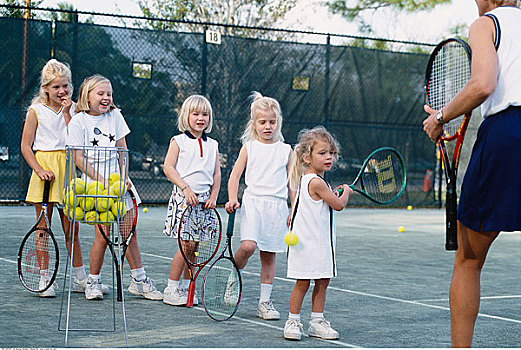 网球,指导,教育,儿童