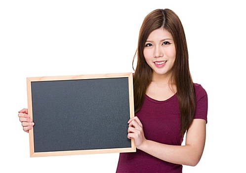 亚洲女性,展示,留白,黑板