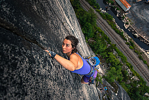 女人,攀登,加拿大,俯拍