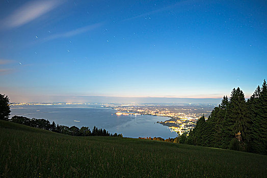 风景,俯视,康士坦茨湖,布雷根茨,奥地利,欧洲