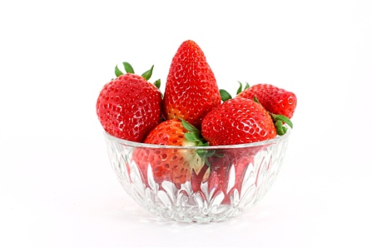 新鲜,草莓,玻璃碗