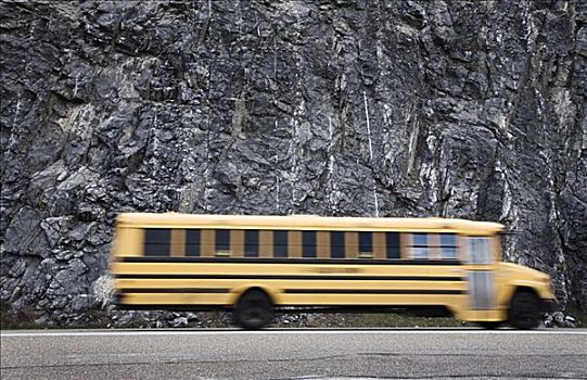 校车,公路,碧玉国家公园,艾伯塔省,加拿大