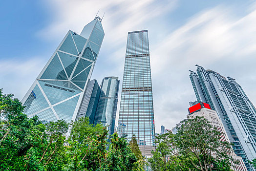 香港现代商业大厦摩天大楼天际线