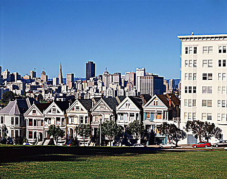维多利亚式房屋,阿拉摩广场,旧金山,加利福尼亚,美国