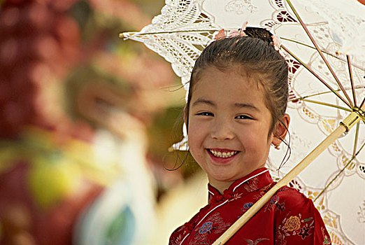 中国,香港,女孩,穿,传统服装,旗袍
