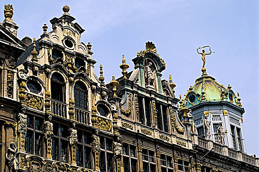 比利时,布鲁塞尔,城市广场,特写,房子