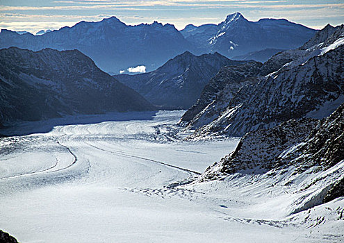 冰河,风景,少女峰,马鞍,阿尔卑斯山西部,格林德威尔,瑞士,欧洲