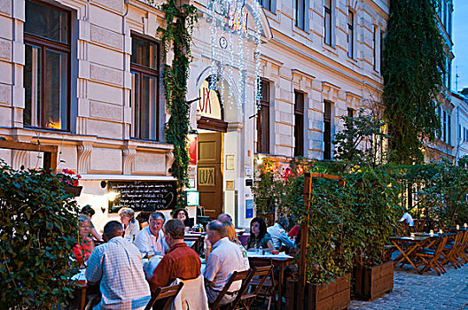 餐馆,斯匹泰尔堡,地区,黃昏,维也纳,奥地利,欧洲