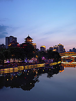 成都夜景,楼阁