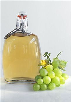 瓶子,葡萄,醋,绿葡萄,旁侧