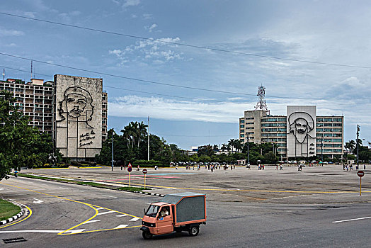 古巴,哈瓦那,广场,建筑,头像,西恩富戈斯,切-格瓦拉