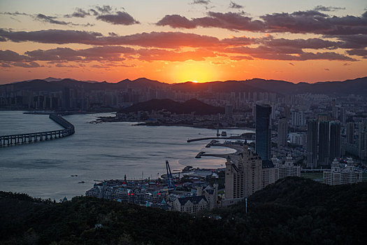 大连星海湾日落风光